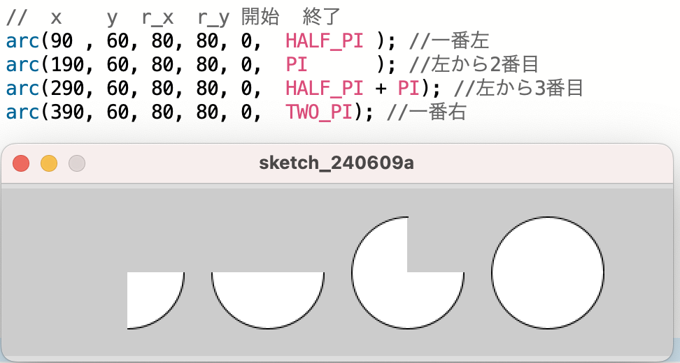 弧度法arc使い方